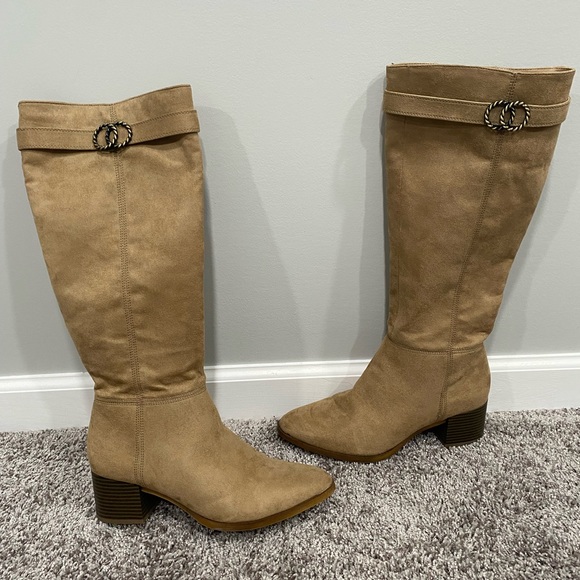 Life Stride Soft System Suede Tan heeled boots women size 9W. - Picture 3 of 8